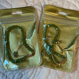 2 string green bead bracelets